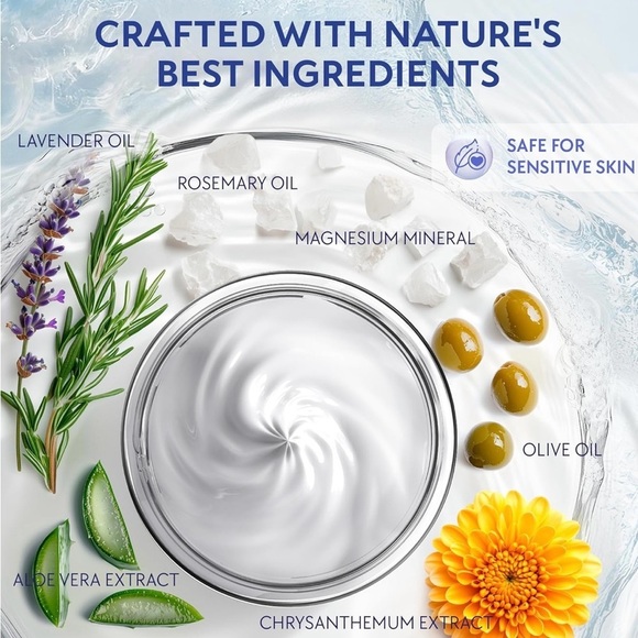 Magnesium Cream Sleep - Body Butter for Leg Cramps, Pain, Muscle Relaxation Calm - Picture 3 of 7